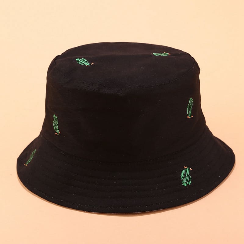 BK00058 Cactus Embroidered Double-faced Bucket Hat