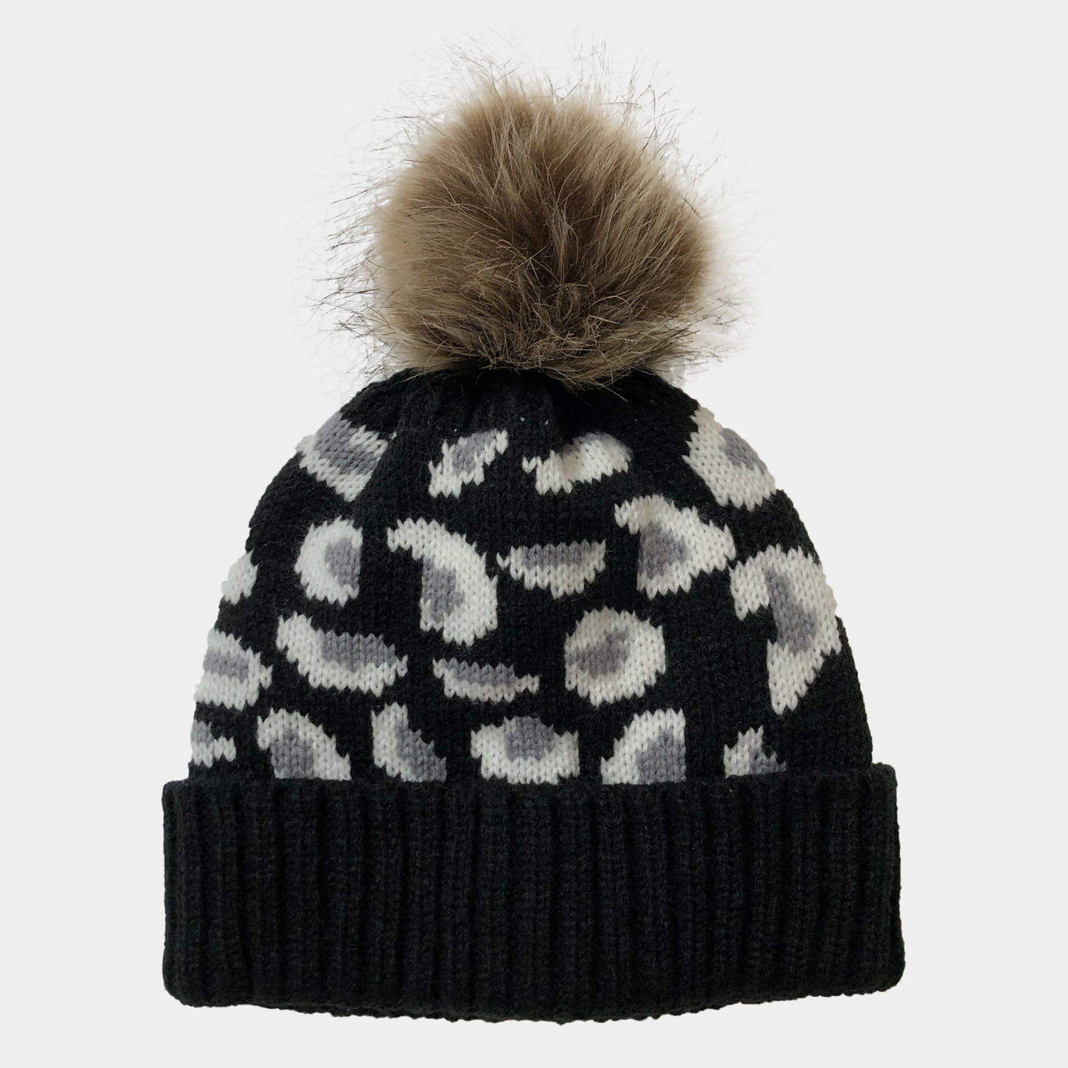 H00004 Dámska pletená čiapka Leopard Jacquard