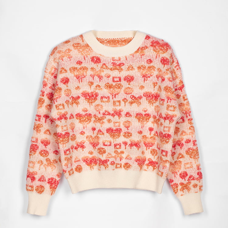 SM-K0038 Pulóver s okrúhlym výstrihom Dámsky Sladký pletený pulóver s trojrozmerným vzorom SM-K0038 Pulóver s okrúhlym výstrihom Dámsky Sladký pletený pulóver s trojrozmerným vzorom