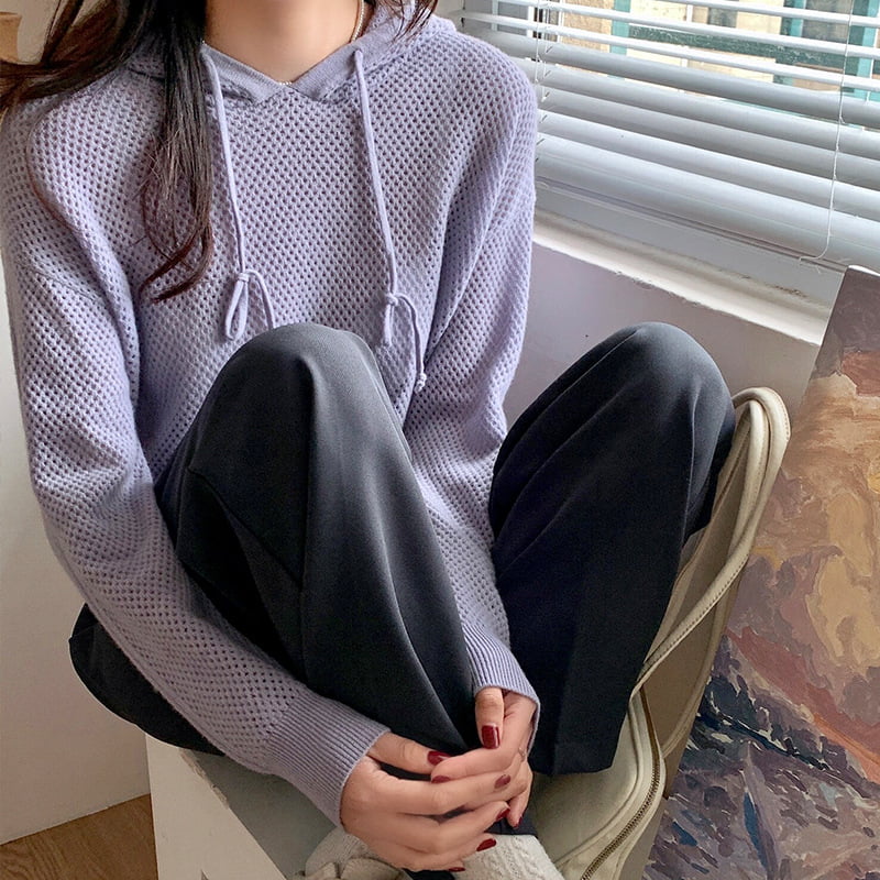 SM-K0018 Jarný dutý sveter s kapucňou, dámsky pletený pulóver SM-K0018 Jarný dutý sveter s kapucňou, dámsky pletený pulóver