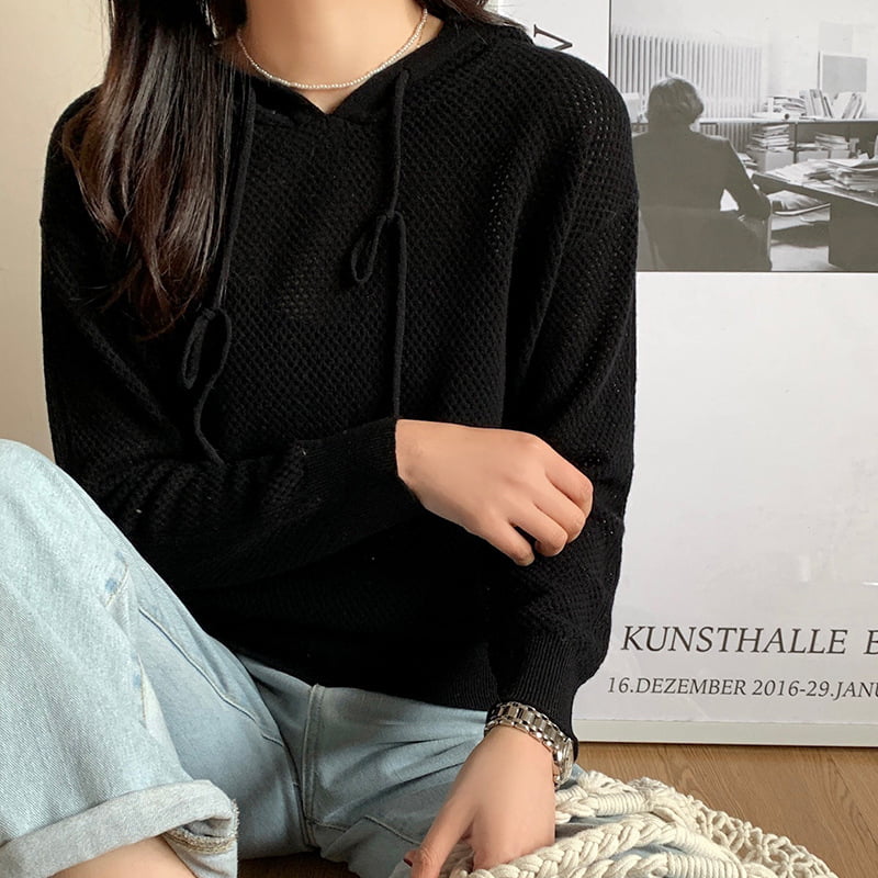 SM-K0018 Jarný dutý sveter s kapucňou, dámsky pletený pulóver SM-K0018 Jarný dutý sveter s kapucňou, dámsky pletený pulóver