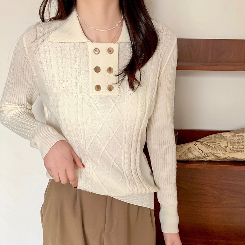 SM-K0026 Dvojradový dámsky pletený pulóver s dlhým rukávom na dochádzanie do práce SM-K0026 Dvojradový dámsky pletený pulóver s dlhým rukávom na dochádzanie do práce