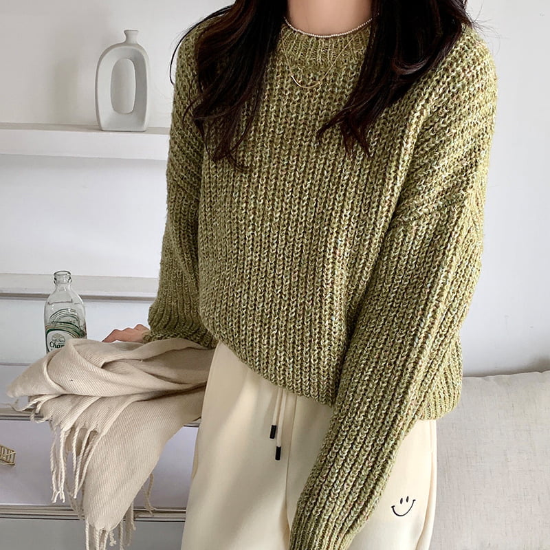 SM-K0028 Spring Lazy Crew Neck Farebný mäkký voskový pletený pulóver s dlhým rukávom SM-K0028 Spring Lazy Crew Neck Farebný mäkký voskový pletený pulóver s dlhým rukávom