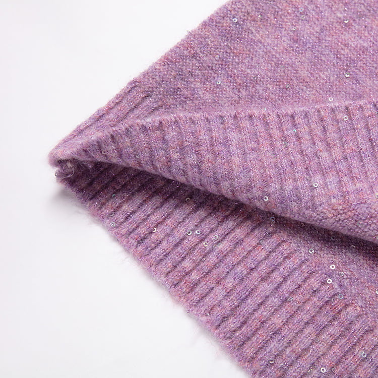 SM-K0040 Výstrih do V ostrihaný flitrovaný mohérový pletený pulóver Super Fairy Cutout Rukávy SM-K0040 Výstrih do V ostrihaný flitrovaný mohérový pletený pulóver Super Fairy Cutout Rukávy