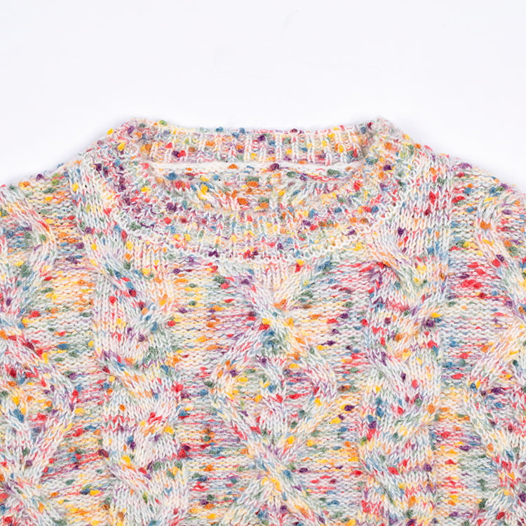 SM-K0033 Farebný, bodkovaný, sladký vietor, sveter s rolákom, pletený sveter SM-K0033 Farebný, bodkovaný, sladký vietor, sveter s rolákom, pletený sveter