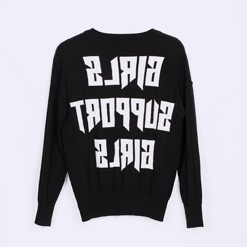 SM-K0048 Dámska abeceda žakárový pletený pulóver s dlhým rukávom pre posádku SM-K0048 Dámska abeceda žakárový pletený pulóver s dlhým rukávom pre posádku