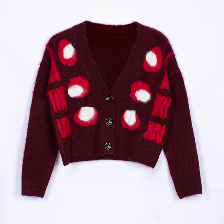 SM-K0030 Dámsky zahustený pletený kardigan jeseň/zima s žakárovými škvrnami v kontrastnej farbe SM-K0030 Dámsky zahustený pletený kardigan jeseň/zima s žakárovými škvrnami v kontrastnej farbe