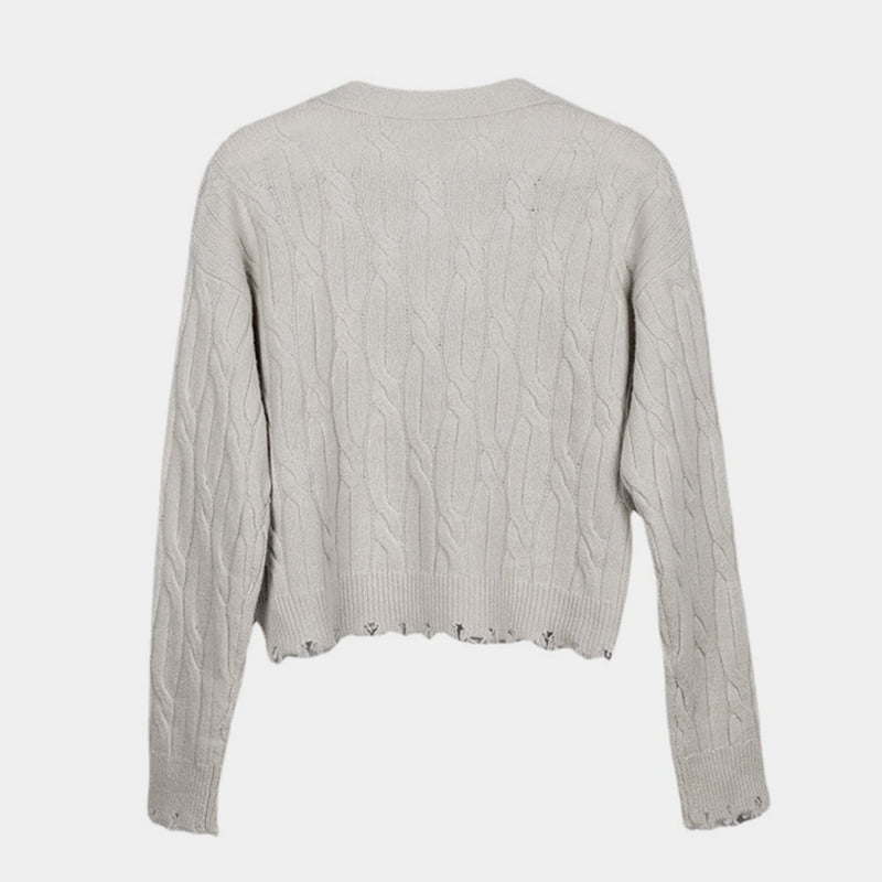 SM-K0013 Jeseň/Zima Trojrozmerný točený sveter Pletený sveter s výstrihom do V SM-K0013 Jeseň/Zima Trojrozmerný točený sveter Pletený sveter s výstrihom do V