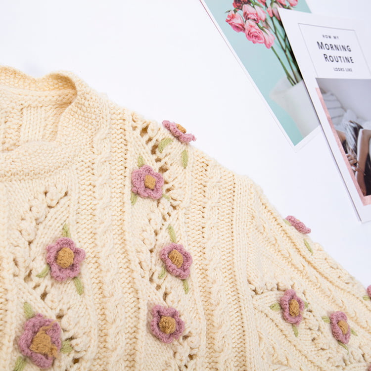 SM-K0008 Voľný retro sveter na háčik s dlhým rukávom, dámsky pletený kardigan SM-K0008 Voľný retro sveter na háčik s dlhým rukávom, dámsky pletený kardigan