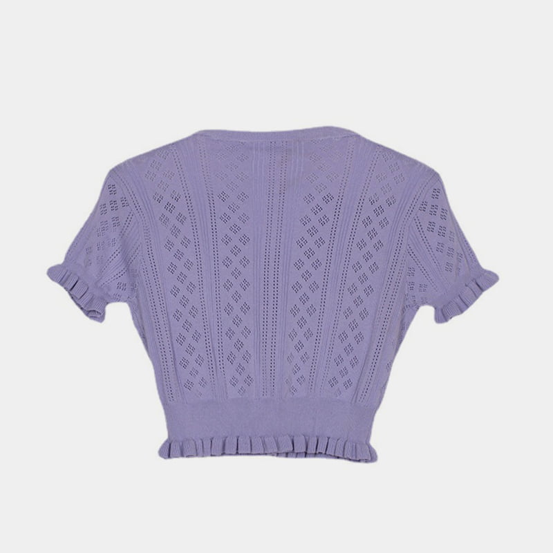 SM-K0015 Letný kardigan s výstrihom do V, krátkym tenkým, krátkym rukávom, dutý ľadový hodvábny úplet SM-K0015 Letný kardigan s výstrihom do V, krátkym tenkým, krátkym rukávom, dutý ľadový hodvábny úplet