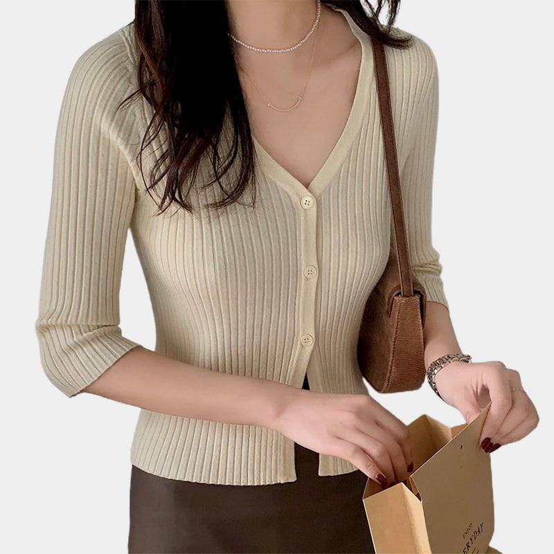 SM-K0023 Jarná dámska jednoprsia s výstrihom do V, stredne dlhý rukáv, pletený kardigán slim fit SM-K0023 Jarná dámska jednoprsia s výstrihom do V, stredne dlhý rukáv, pletený kardigán slim fit