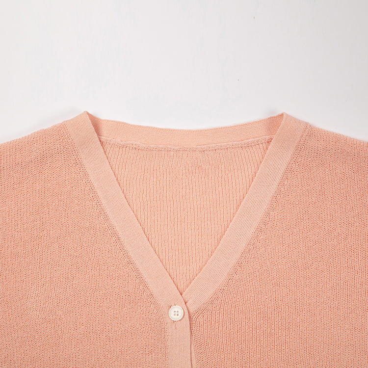 SM-K0046 Ľadový ľan s výstrihom do V Krátky Slim Fit Pletený kardigán s krátkym rukávom SM-K0046 Ľadový ľan s výstrihom do V Krátky Slim Fit Pletený kardigán s krátkym rukávom