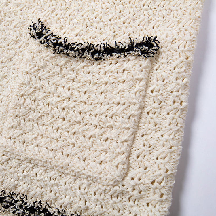 SM-K0049 Kontrastná farba Pletený kardigán s okrúhlym výstrihom a malým voňavým strapcom SM-K0049 Kontrastná farba Pletený kardigán s okrúhlym výstrihom a malým voňavým strapcom