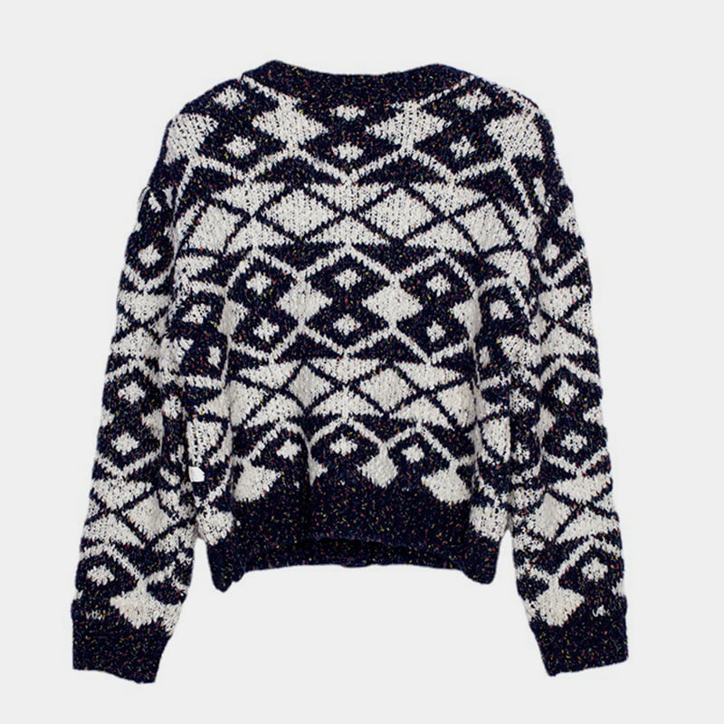 SM-K0036 Geometrický vzor Strakatý pletený kardigan Dámske jesenné a zimné vrchné oblečenie SM-K0036 Geometrický vzor Strakatý pletený kardigan Dámske jesenné a zimné vrchné oblečenie