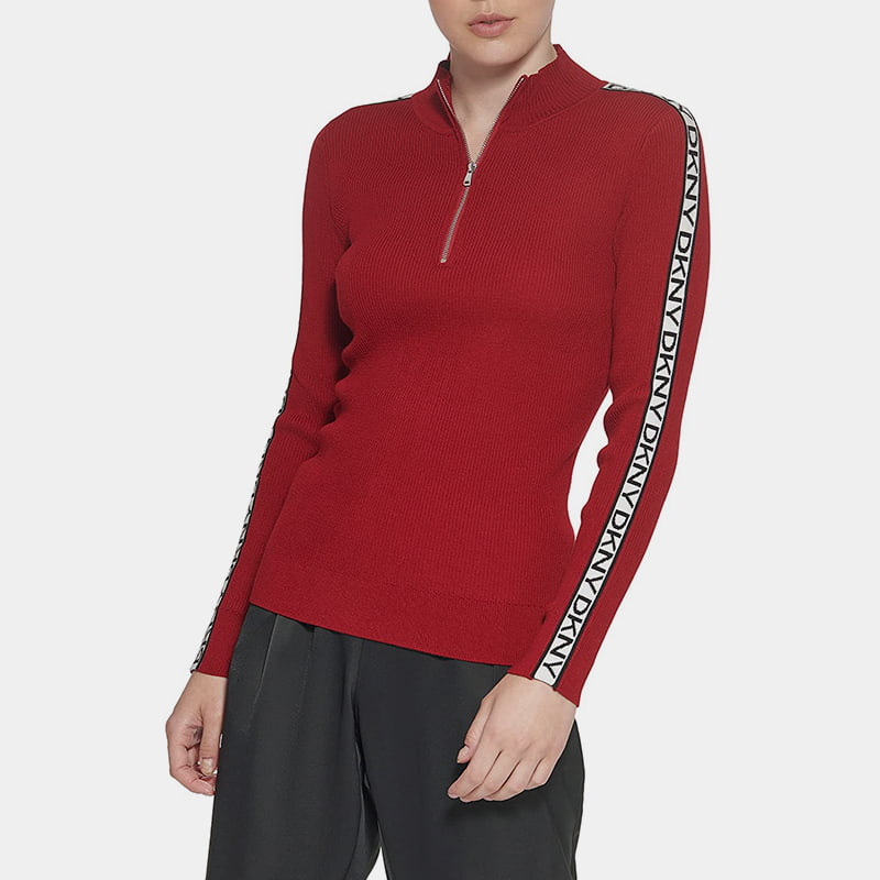 SM-K0056 zips žakár s dlhým rukávom pletený pulóver