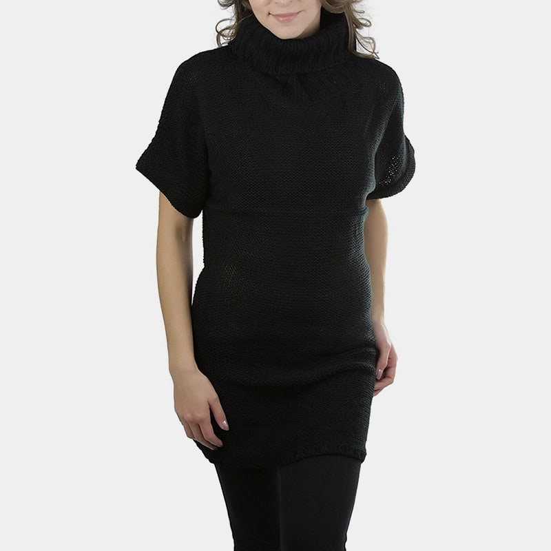 SM-K0067 Pletený pulóver s vysokým golierom a krátkym rukávom v páse SM-K0067 Pletený pulóver s vysokým golierom a krátkym rukávom v páse