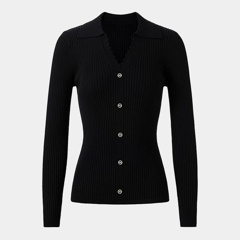 SM-K0064 Výstrih do V, dlhé rukávy, tenký pletený pulóver, ozdoba na gombíky SM-K0064 Výstrih do V, dlhé rukávy, tenký pletený pulóver, ozdoba na gombíky