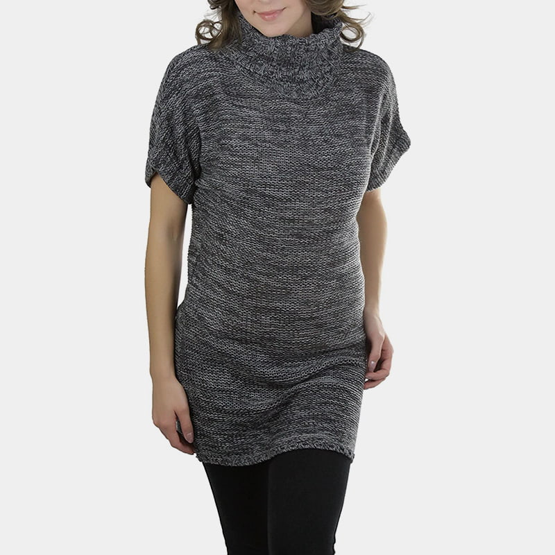 SM-K0067 Pletený pulóver s vysokým golierom a krátkym rukávom v páse SM-K0067 Pletený pulóver s vysokým golierom a krátkym rukávom v páse