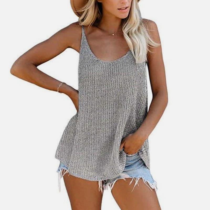 SM-K0065 Tenká a voľná pletená vesta s výstrihom do U SM-K0065 Tenká a voľná pletená vesta s výstrihom do U