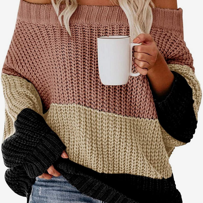 SM-K0080 Kontrastný sveter s dlhým rukávom s dlhým rukávom z vlny SM-K0080 Kontrastný sveter s dlhým rukávom s dlhým rukávom z vlny