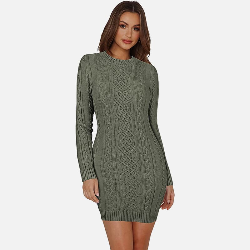 SM-K0063 Slim Fit pletené šaty s vysokým golierom a dlhými rukávmi SM-K0063 Slim Fit pletené šaty s vysokým golierom a dlhými rukávmi