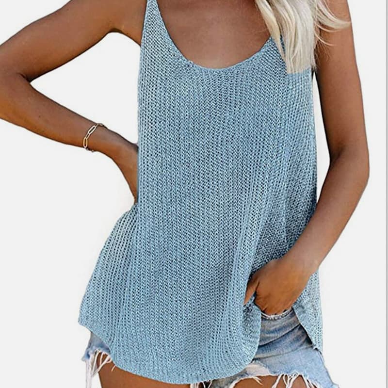 SM-K0065 Tenká a voľná pletená vesta s výstrihom do U SM-K0065 Tenká a voľná pletená vesta s výstrihom do U