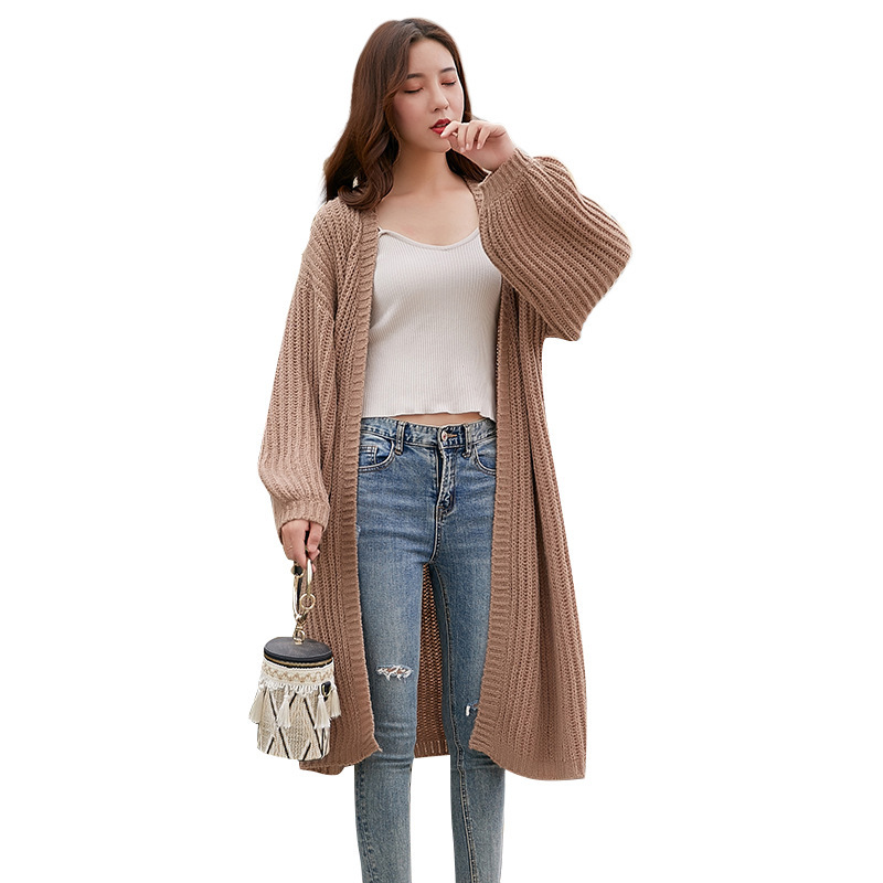 SM-K0103 Stredne dlhá pletená bunda s lucernovými rukávmi SM-K0103 Stredne dlhá pletená bunda s lucernovými rukávmi