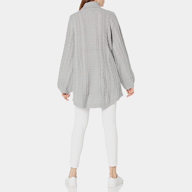 SM-K0053 Pletený pulóver s voľným rukávom s vysokým golierom SM-K0053 Pletený pulóver s voľným rukávom s vysokým golierom